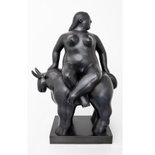 Famous replica small size botero bronze fat woman with sheep sculpture